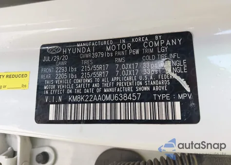 2021 Hyundai Kona Sel from USA, damaged, VIN KM8K22AA0MU638457